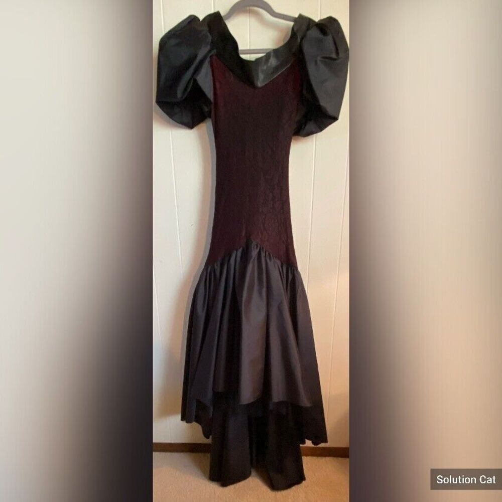 Handmade Dress Women’s XS Black Goth Witchy Purple Lace Bodice Vintage